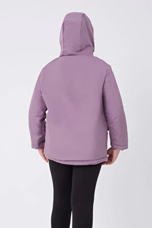 Kız Çocuk Kürklü Su ve Rüzgar Geçirmez Kapüşonlu 3 Cep Kışlık Mont & Kaban & Parka