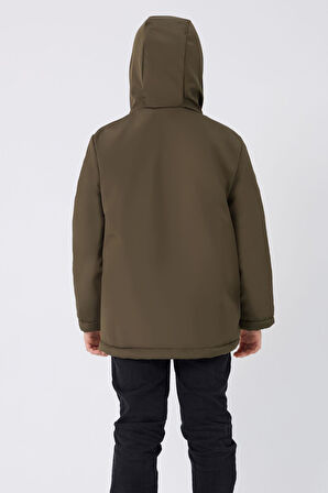 Erkek ÇocukSu Ve Rüzgar Geçirmez Kapüşonlu 3 Cep Kışlık Mont & Kaban & Parka