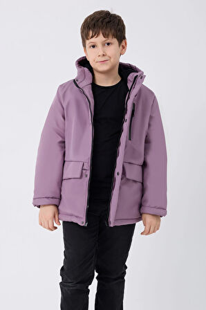 Erkek Çocuk Kürklü Su Ve Rüzgar Geçirmez Kapüşonlu 3 Cep Kışlık Mont & Kaban & Parka