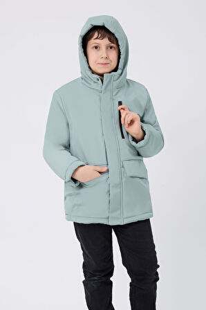 Erkek ÇocukSu Ve Rüzgar Geçirmez Kapüşonlu 3 Cep Kışlık Mont & Kaban & Parka