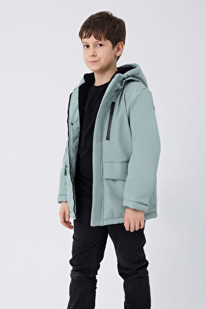 Erkek ÇocukSu Ve Rüzgar Geçirmez Kapüşonlu 3 Cep Kışlık Mont & Kaban & Parka