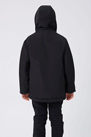 Erkek ÇocukSu Ve Rüzgar Geçirmez Kapüşonlu 3 Cep Kışlık Mont & Kaban & Parka