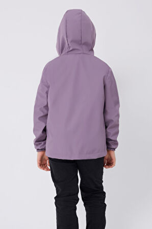 Erkek Çocuk Taba Astarlı Su ve Rüzgar Geçirmez Kapüşonlu Çift Fermuarlı Cepli Yağmurluk