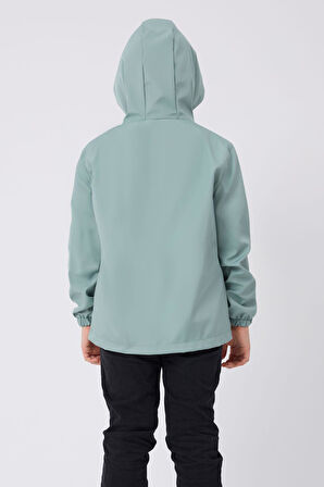 Erkek Çocuk Taba Astarlı Su ve Rüzgar Geçirmez Kapüşonlu Çift Fermuarlı Cepli Yağmurluk