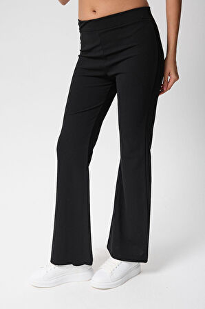 Kadın Likralı Beli Lastikli Ispanyol Paça Pantolon