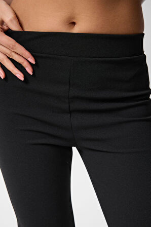 Kadın Likralı Beli Lastikli Ispanyol Paça Pantolon