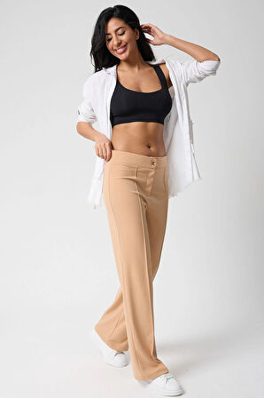 Kadın Yüksek Bel Toparlayıcı İspanyol Paça Palazzo Pantolon