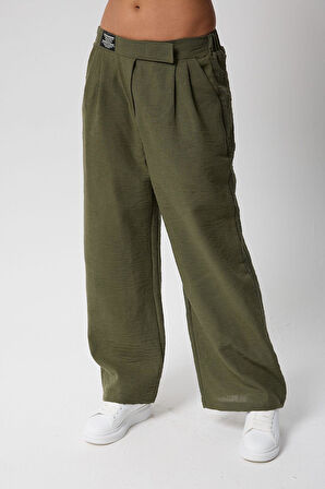 Kadın Yüksek Bel Cırtlı Beli Palazzo Pantolon