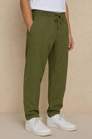 Erkek Keten Bol Kesim Rahat Kalıp Pantolon