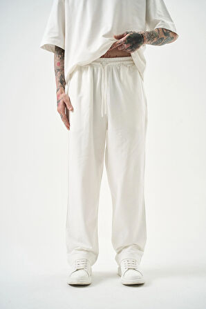 Erkek Basic Baggy Eşofman Altı Ekru
