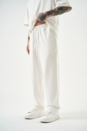 Erkek Basic Baggy Eşofman Altı Ekru