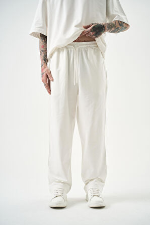 Erkek Basic Baggy Eşofman Altı Ekru