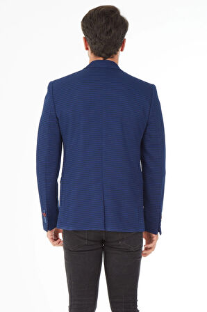 Sposo 5105 Dar Kalıp Örme Kumaş Lacivert Erkek Blazer Ceket