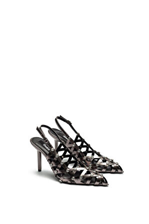 Kadın İnce Yüksek Topuklu Tokalı Taşlı İşlemeli Rugan Abiye Ayakkabı 5105