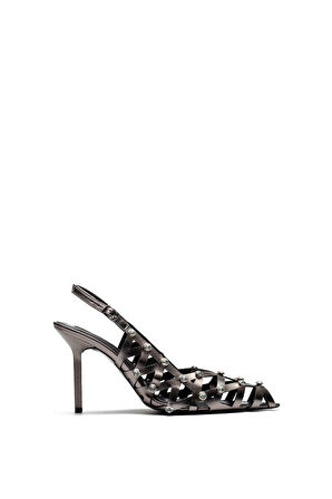 Kadın İnce Yüksek Topuklu Tokalı Taşlı İşlemeli Rugan Abiye Ayakkabı 5105