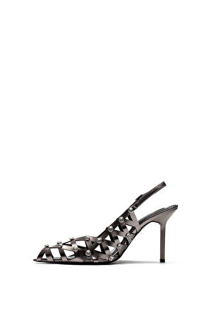 Kadın İnce Yüksek Topuklu Tokalı Taşlı İşlemeli Rugan Abiye Ayakkabı 5105