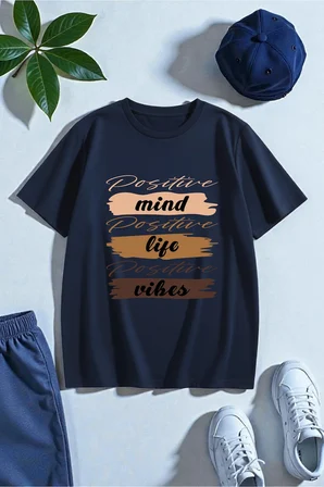 Unisex Mind Life Vibes Baskılı Tasarım Tshirt