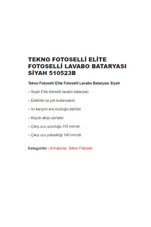 Elite Fotoselli Lavabo Bataryası Siyah 510523B