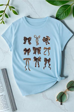 Unisex Leopar Desenli Kurdeleler Baskılı Tasarım Tshirt