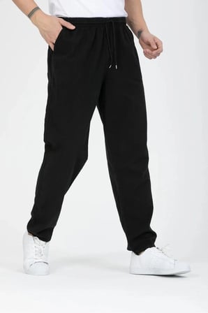 Unisex Ince Yazlık Beli Lastikli Kordonlu Keten %100 Pamuklu Kumaş Pantolon Pijama