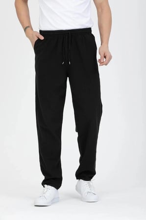 Unisex Ince Yazlık Beli Lastikli Kordonlu Keten %100 Pamuklu Kumaş Pantolon Pijama