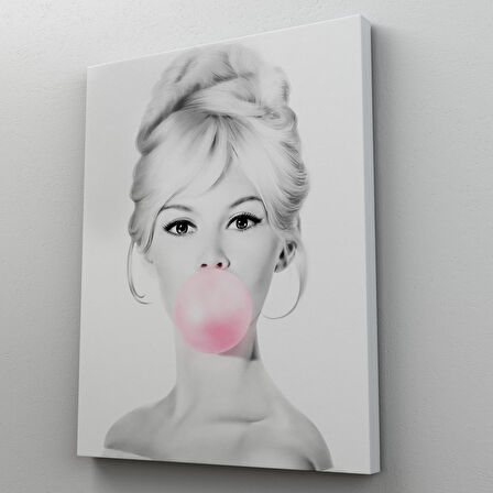 Brigitte Bardot Kabarcık Sakızlı Dekoratif Kanvas Duvar Tablosu-5108-1