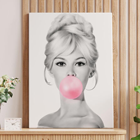 Brigitte Bardot Kabarcık Sakızlı Dekoratif Kanvas Duvar Tablosu-5108-1