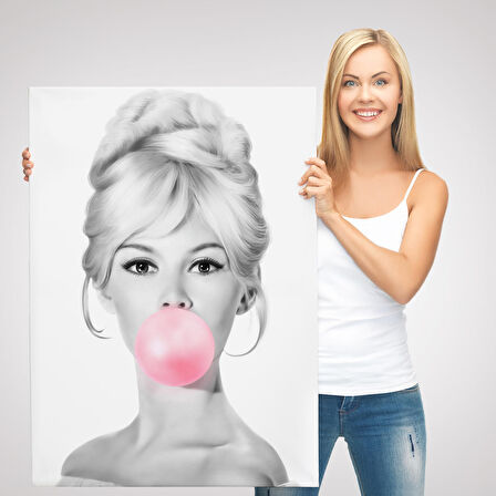 Brigitte Bardot Kabarcık Sakızlı Dekoratif Kanvas Duvar Tablosu-5108-1