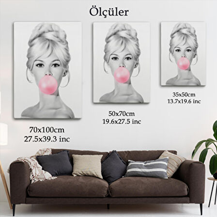 Brigitte Bardot Kabarcık Sakızlı Dekoratif Kanvas Duvar Tablosu-5108-1