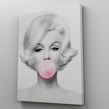 Marilyn Monroe Pembe Kabarcık Sakızlı Dekoratif Kanvas Tablo-5108-3