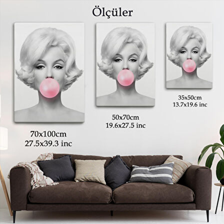 Marilyn Monroe Pembe Kabarcık Sakızlı Dekoratif Kanvas Tablo-5108-3