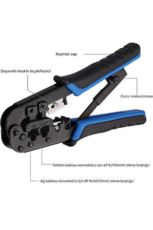 RJ45 Ez RJ11 ve RJ12 Jack Ethernet Kablosu Kesme Hassas Sıkma Pensesi