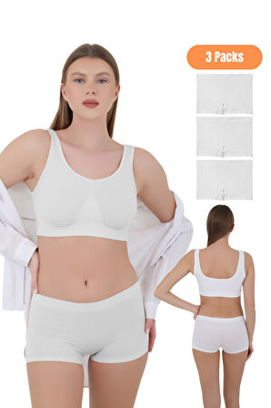 Kadın Mikro Fiber Kısa Boxer - 3'lü Özel Paket (Siyah, Beyaz, Ten Renk)