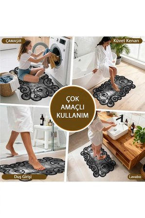 Banyo Paspası, Yumuşak Banyo Halısı, Kaymaz Dot Tabanlı, Yıkanabilir - 60x100