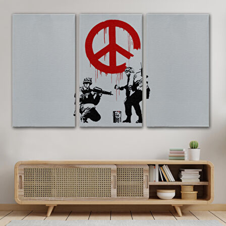 Bansky, Barış İşareti Yapan Askerler Kanvas Tablosu-5109