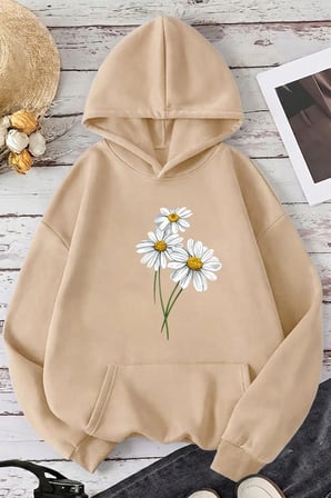 Unisex MiniPapatya Baskılı Oversize Hoodie Kapüşonlu Sweatshirt