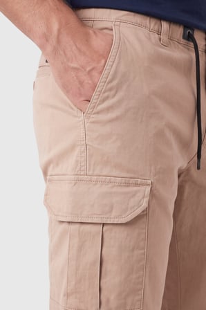 RizzUP Erkek Slim Fit Likralı Vizon Kargo Jogger Pantolon – İpli Bel Lastikli Paça 1601569