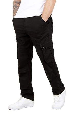 RizzUP Siyah Geniş Kesim Gabardin Kargo Pantolon – Likralı Outdoor Stil Çok Cepli Erkek Pantolon 1705421