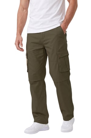 RizzUP Erkek Relaxed Fit Bol Kesim Likralı Haki Outdoor Kargo Pantolon – Çok Cepli Geniş Paça 1705421