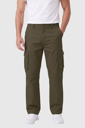 RizzUP Erkek Relaxed Fit Bol Kesim Likralı Haki Outdoor Kargo Pantolon – Çok Cepli Geniş Paça 1705421
