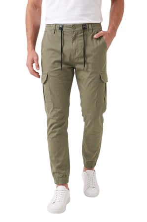 RizzUP Erkek Slim Fit Likralı Açık Yeşil Kargo Jogger Pantolon – İpli Bel Lastikli Paça 1601569