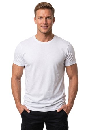 RizzUP Erkek Beyaz Slim Fit %90 Pamuk Likralı Yumuşak Dokulu Basic Tişört 1801131