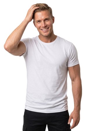 RizzUP Erkek Beyaz Slim Fit %90 Pamuk Likralı Yumuşak Dokulu Basic Tişört 1801131