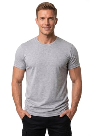 RizzUP Erkek Gri Slim Fit %90 Pamuk Likralı Yumuşak Dokulu Basic Tişört 1801131