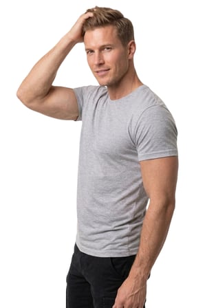RizzUP Erkek Gri Slim Fit %90 Pamuk Likralı Yumuşak Dokulu Basic Tişört 1801131