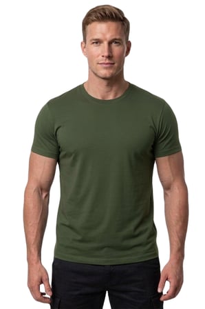 RizzUP Erkek Haki Slim Fit %90 Pamuk Likralı Yumuşak Dokulu Basic Tişört 1801131