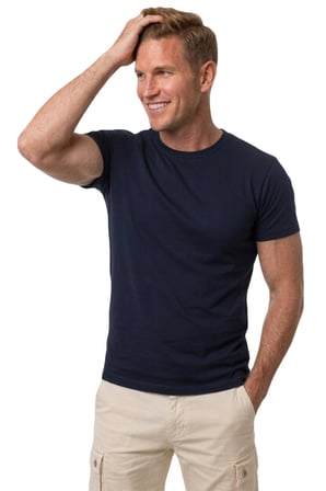 RizzUP Erkek Lacivert Slim Fit %90 Pamuk Likralı Yumuşak Dokulu Basic Tişört 1801131