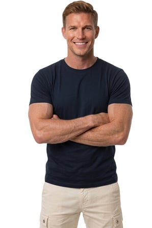 RizzUP Erkek Lacivert Slim Fit %90 Pamuk Likralı Yumuşak Dokulu Basic Tişört 1801131