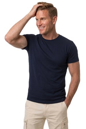 RizzUP Erkek Lacivert Slim Fit %90 Pamuk Likralı Yumuşak Dokulu Basic Tişört 1801131