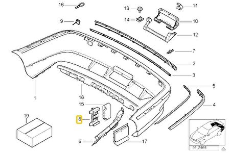 BMW E31 E38 E39 ARKA TAMPON BAĞLANTI BRAKETİ 51111970389